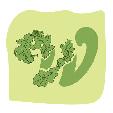 green oak leaves on yellow background clip art preview