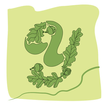 green oak leaves and acorns on light green clip art preview