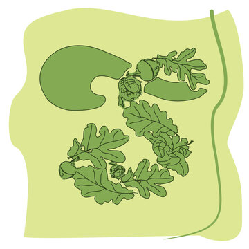 green oak leaves and acorns on light background clip art preview