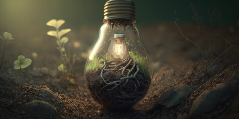 green plants grass in the lamp generative AI