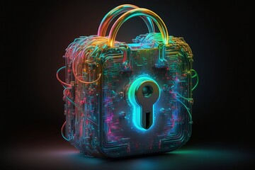 Cybersecurity padlock concept, generative, AI