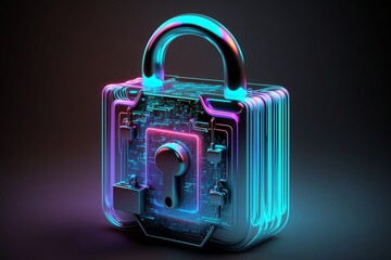 Biometrics cybersecurity padlock, generative, AI
