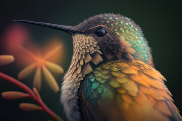 Fototapeta premium Hummingbird Closeup created with Generative AI Technology, ai, generative