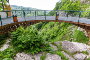 Okatse (Kinchkha) Waterfall viewing platform over the Satsikvilo Gorge, Kutaisi, Georgia.