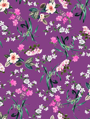 Seamless botanical flowers pattern, floral print.