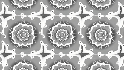 White and blue kaleidoscope pattern. Motion. Different ornaments with geometric shapes that change quickly in animation.