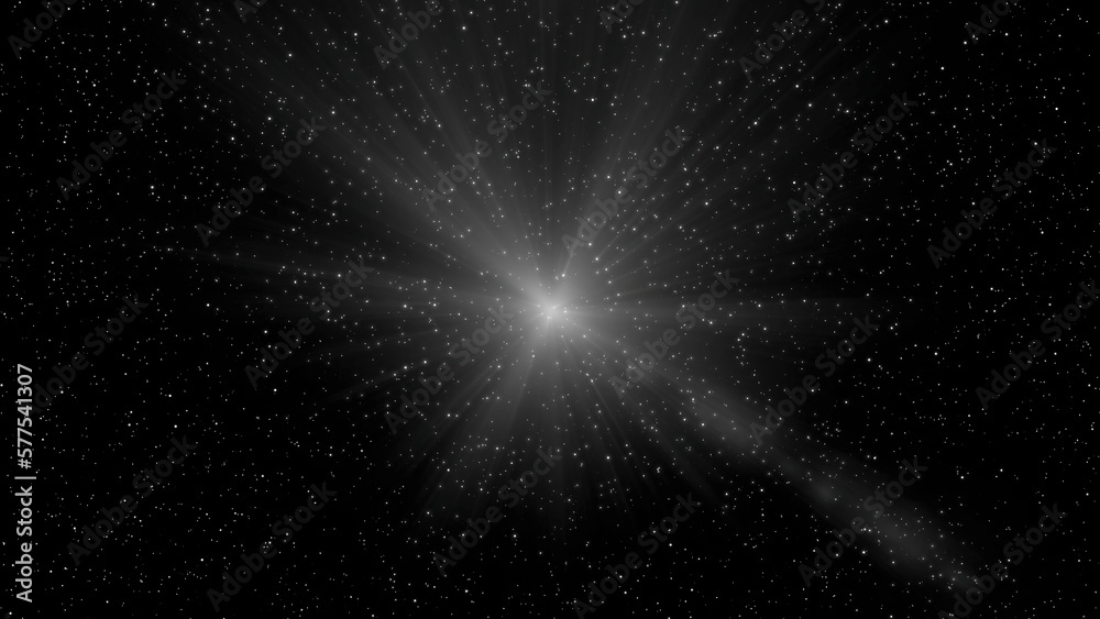 Wall mural black background with animated stars and light in the middle. motion.dark background with sky and st