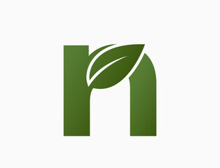 small letter n with leaf. creative eco logo design. nature and environment design element. isolated vector image