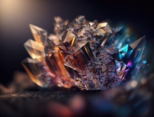 An endless fractals made of translucent multicolored crystals natural gemstone Generative AI technology