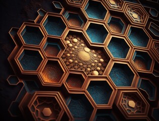Beautiful hexagonal background natural gemstone Generative AI technology