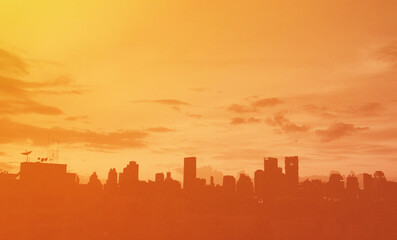 Modern city sunset skyline abstract 