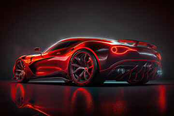 Obraz na płótnie Canvas Red Sport Car. Illustration AI Generative
