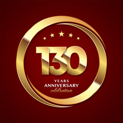 Fototapeta na wymiar 130th Anniversary logo design with shiny gold ring style. Logo Vector Template Illustration