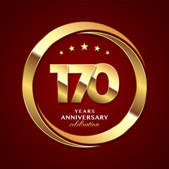 Fototapeta na wymiar 170th Anniversary logo design with shiny gold ring style. Logo Vector Template Illustration