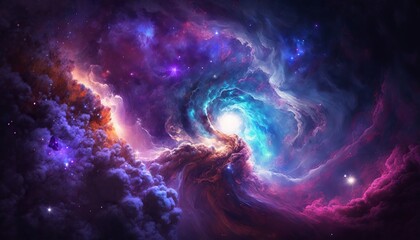 Plakat background image with a mix of blue and purple colors, resembling a galaxy or space theme. Generative ai