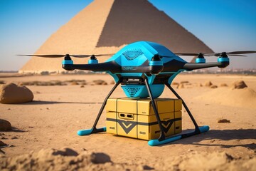 Drone delivery, Egypt, great pyramids, cargo delivery of the future, ai