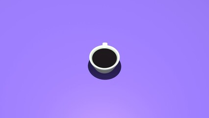 The coffee mug rotates on its axis against a beautiful background. Endless beautiful animation of the rotation of the coffee cup. Loop animation.