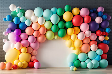 guirlanda com balões decorativos para festa de aniversário, decoração colorida com balões 