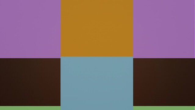 Animation of colorful moving squares on brown background