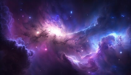 background image with a mix of blue and purple colors, resembling a galaxy or space theme. Generative ai