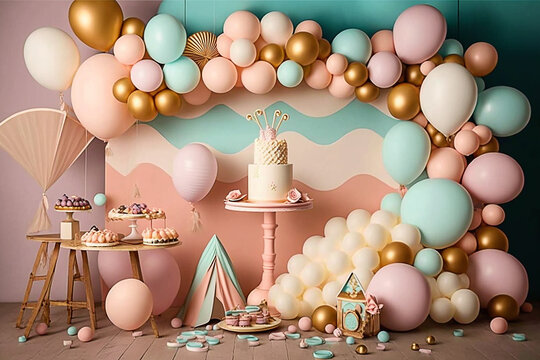 fundo fotografia para aniversário decoração para festa com balões 