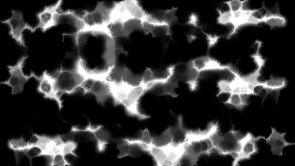 Monochrome white neurons motion. Motion. Working human brain on a black background.