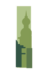 New city font. Decorative typography based on the panorama of the city of colorful houses.