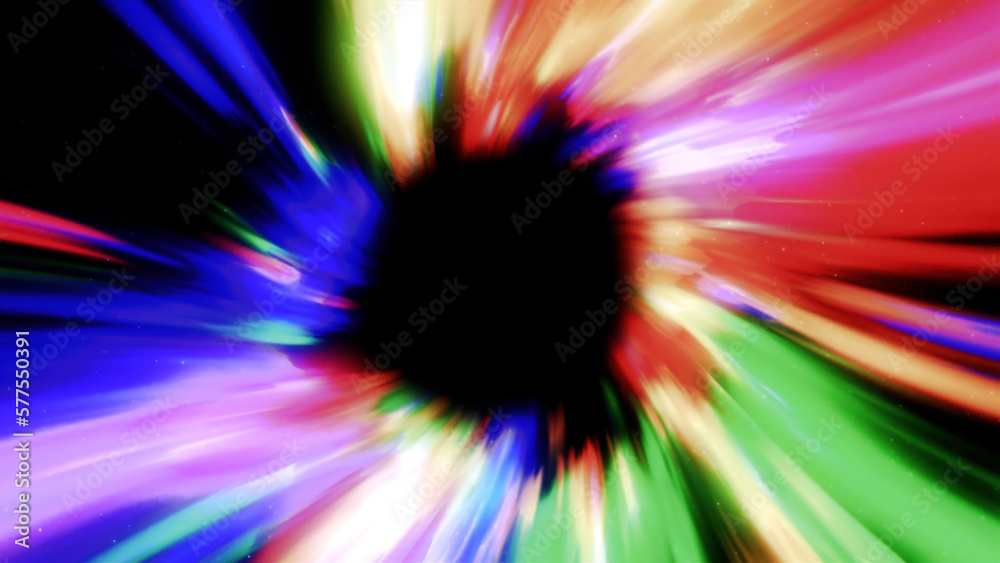 Wall mural abstract colorful hyperspace tunnel through space time vortex. motion. sci fi interstellar space tra