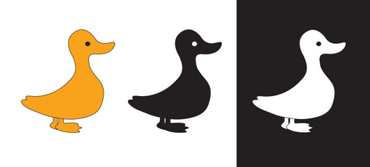 Duck vector (3 options), isolated on background
