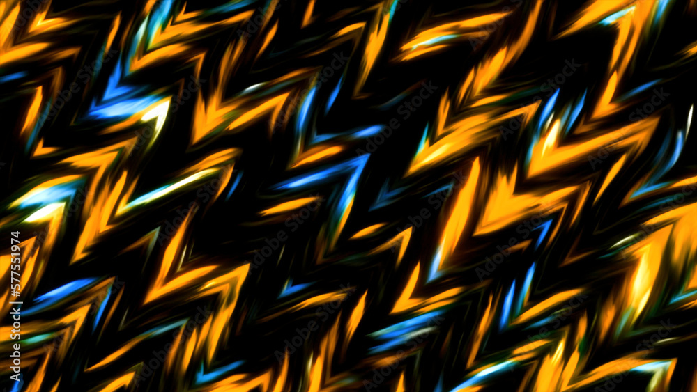 Fototapete endlessly moving zigzag pattern on a black background. motion. colorful lines creating zigzag patter