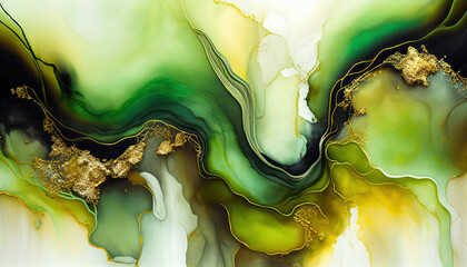 Abstract watercolor paint texture, green and yellow background