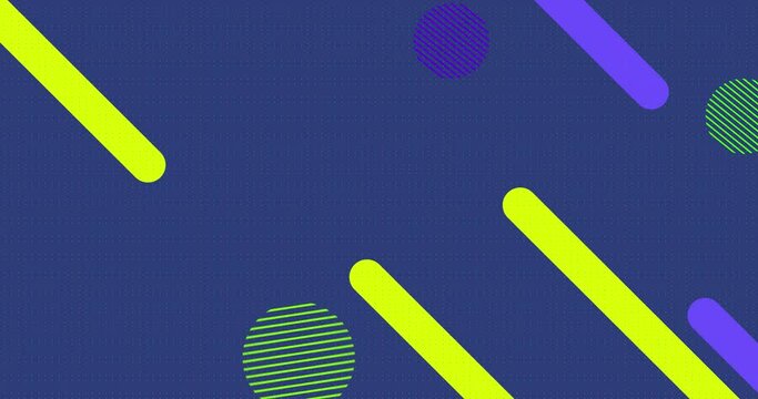 Animation of moving lines with circles against blue background