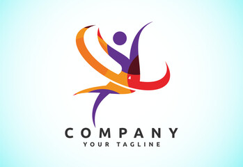 Connect People Logo Template, Social media network people logo