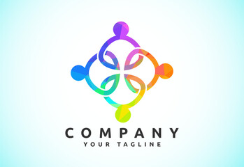 Connect People Logo Template, Social media network people logo