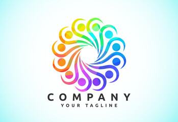 Obraz premium Connect People Logo Template, Social media network people logo