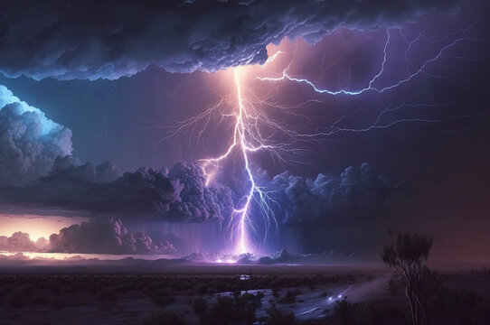 Lightning storm vivid atmospheric scene