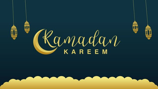 Ramadan Kareem greeting card with half moon on luxury background.