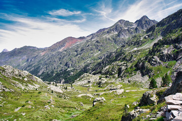 Naklejka premium Valle de Le Soussoueou seen from the Petit Train Artouste, Artouste, Pyrinées-Atlantiques, France
