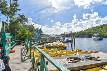 Kayaks Docked on River