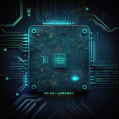 Fototapeta premium Futuristic server/Abstract background circuit board futuristic server. Can be used as digital dynamic wallpaper, technology background, generative ai