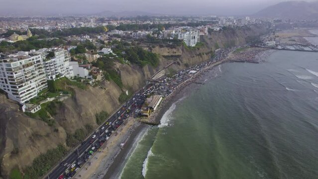 Highway of the Costa Verde, at the height of the district of Barranco in the city of Lima, Peru