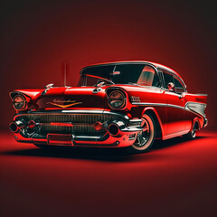 Obraz na płótnie Canvas red vintage sports car illustration - generative AI