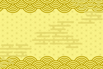 日本風イラスト背景☆青海波・麻の葉・かすみ模様☆ベクター素材