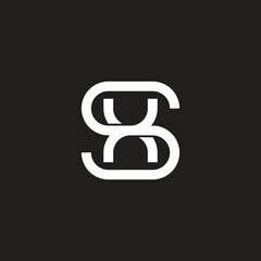 letter sx simple geometric linear logo vector