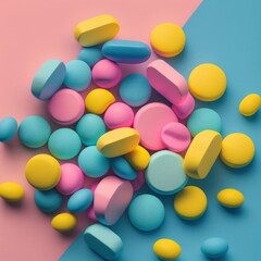 Fototapeta na wymiar Assorted pharmaceutical medicine pills, tablets and capsules.Pills background, GENERATIVE AI