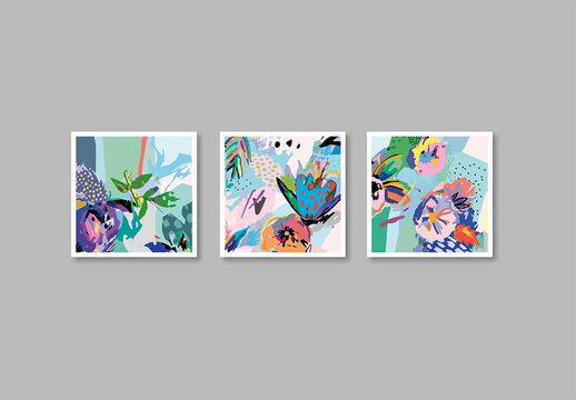 Set of Floral Cards Layout