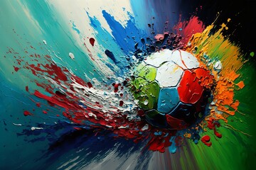 Piłka abstrakcyjny kolorowy akrylowy obraz Generative AI - obrazy, fototapety, plakaty