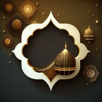 Eid mubarak islamic greeting banner no text, background. Eid Mubarak with space for your message. Created with Generative AI technology.