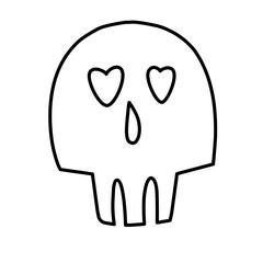 cute skull line icon
