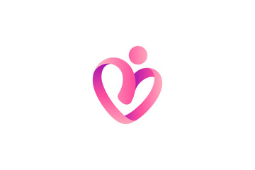 People love care logo in heart shape with pink color gradient design